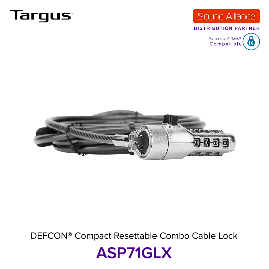  Dây cáp khoá laptop DEFCON® Compact Resettable Combo Targus ASP71 