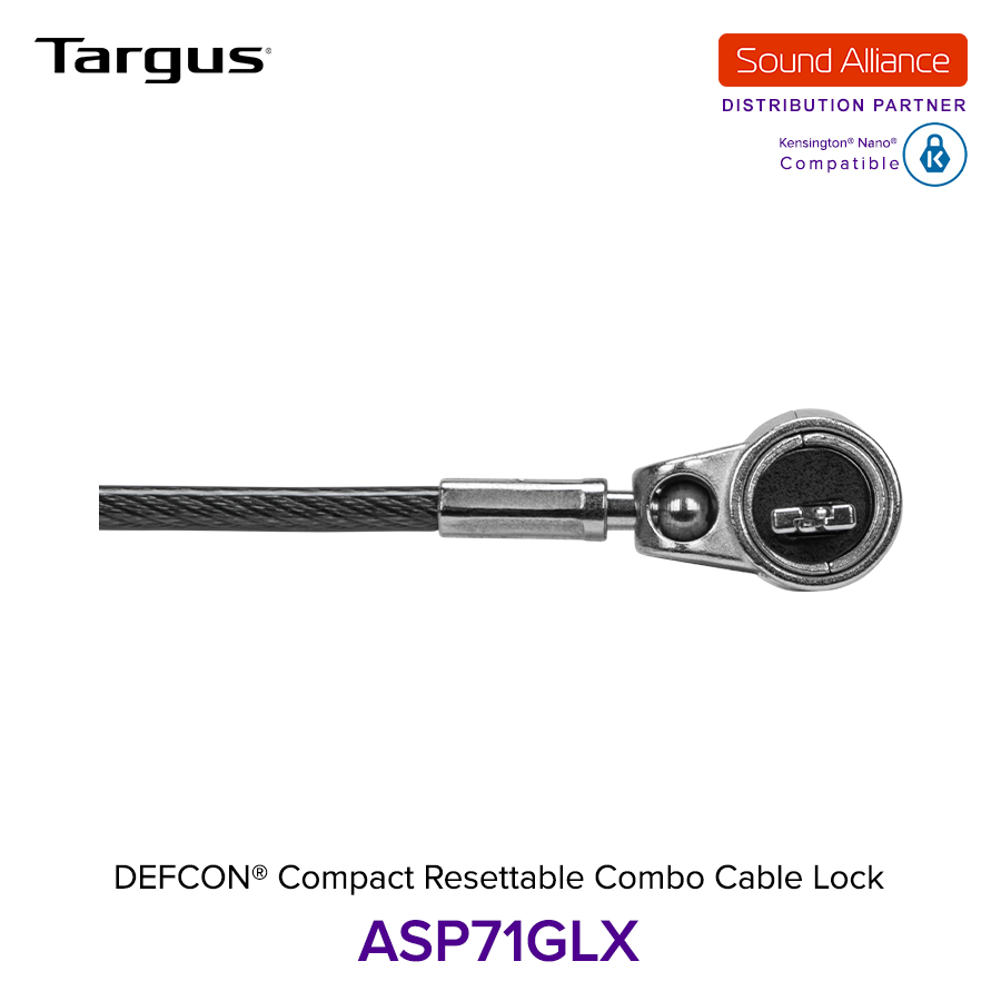  Dây cáp khoá laptop DEFCON® Compact Resettable Combo Targus ASP71 