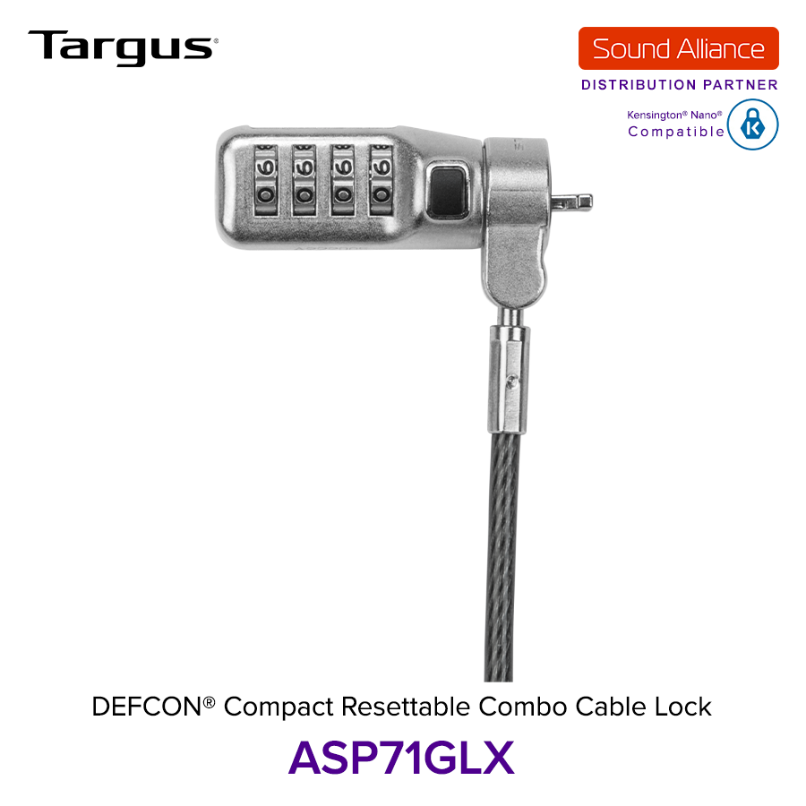  Dây cáp khoá laptop DEFCON® Compact Resettable Combo Targus ASP71 