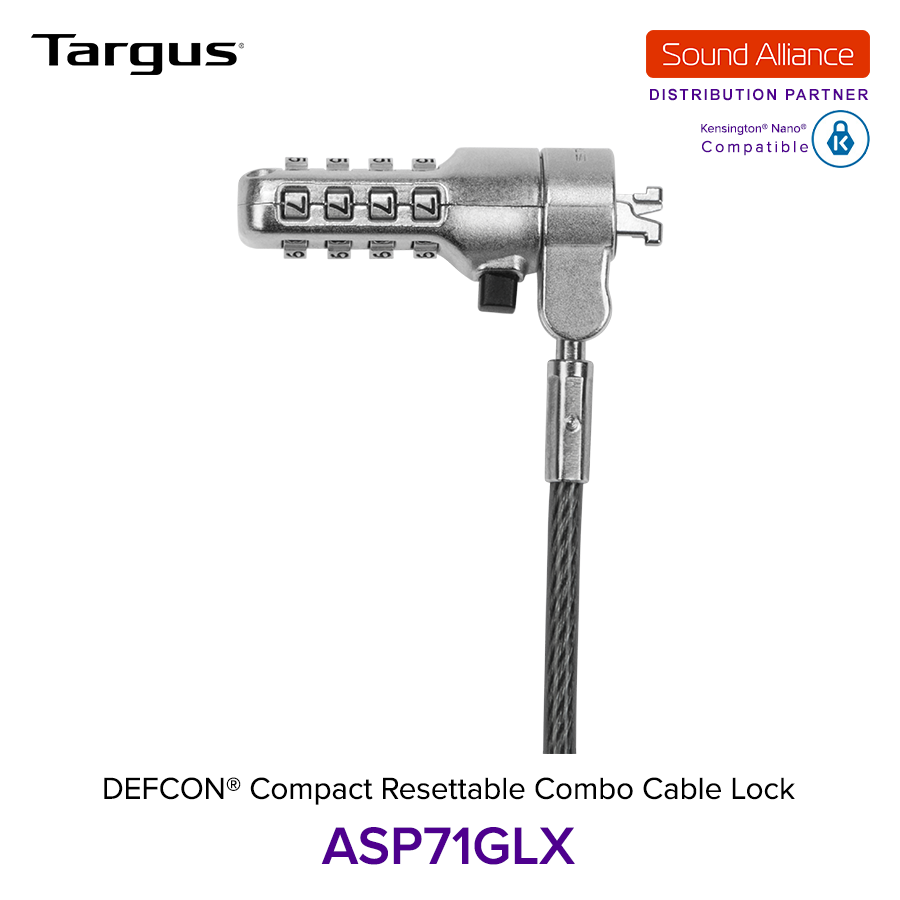  Dây cáp khoá laptop DEFCON® Compact Resettable Combo Targus ASP71 