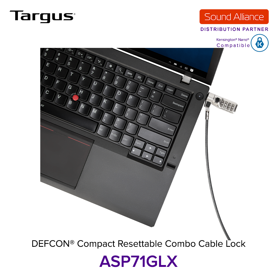  Dây cáp khoá laptop DEFCON® Compact Resettable Combo Targus ASP71 