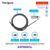  Dây cáp khoá laptop DEFCON® 3 trong 1 Universal Resettable Targus ASP86 