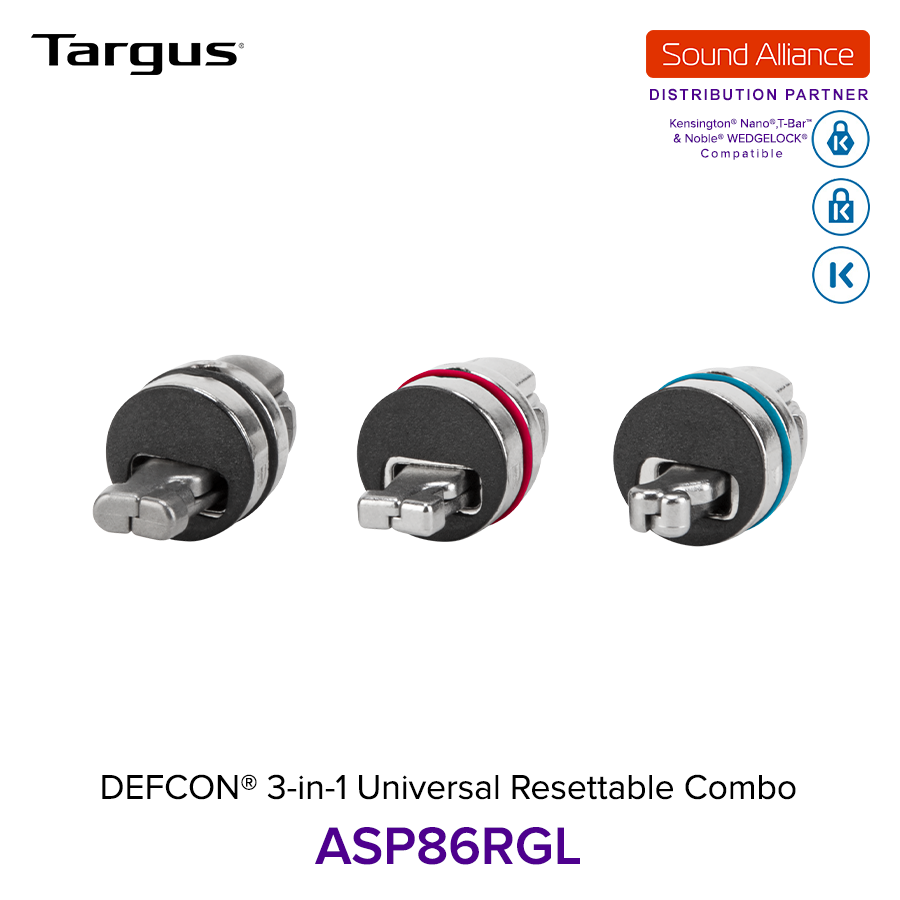  Dây cáp khoá laptop DEFCON® 3 trong 1 Universal Resettable Targus ASP86 