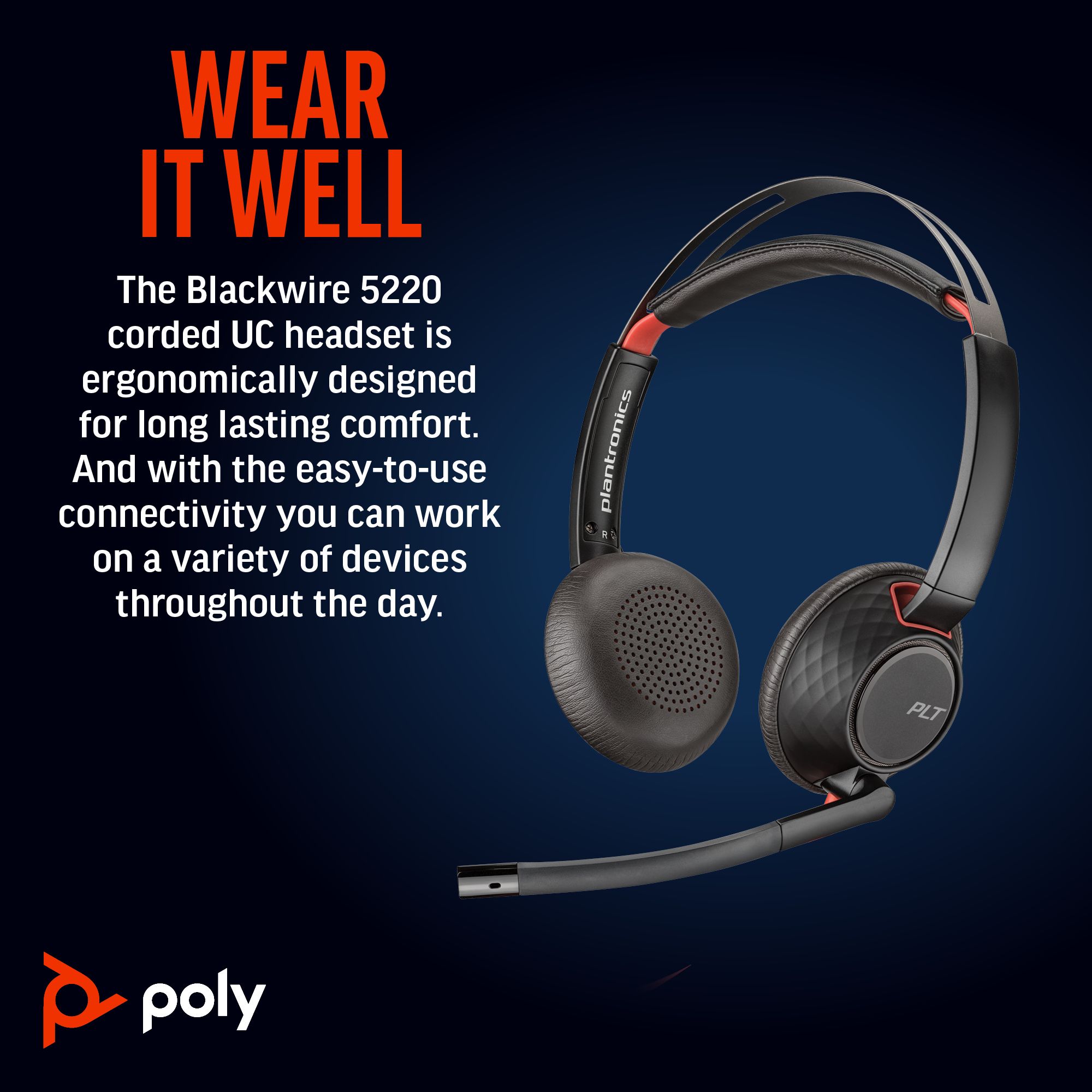  Tai nghe USB và 3.5mm hai bên tai Poly Blackwire 5220 USB-A (7S4L8AA) 