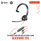  Tai nghe USB và 3.5mm một bên tai Poly Blackwire 3315 USB-C (76J14AA) 