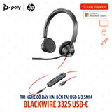  Tai nghe có dây Poly Blackwire 3325 Microsoft Teams USB-C (76J23AA) 