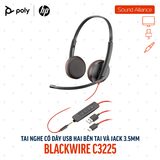  Tai nghe USB và 3.5mm hai bên tai Poly Blackwire 3225 USB-C (8X229A6) 
