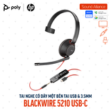  Tai nghe USB và 3.5mm một bên tai Poly Blackwire 5210 USB-C (805H4AA) 