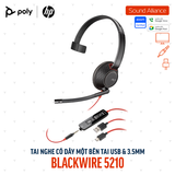  Tai nghe USB và 3.5mm một bên tai Poly Blackwire 5210 USB-C (805H4AA) 
