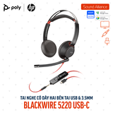  Tai nghe USB và 3.5mm hai bên tai Poly Blackwire 5220 USB-C (805H3AA) 