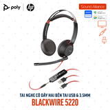  Tai nghe USB và 3.5mm hai bên tai Poly Blackwire 5220 USB-C (8X231A6) 