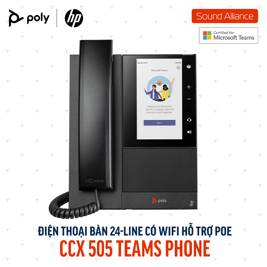  Điện thoại bàn Poly CCX 505 Microsoft Teams Phone (82Z79AA) 