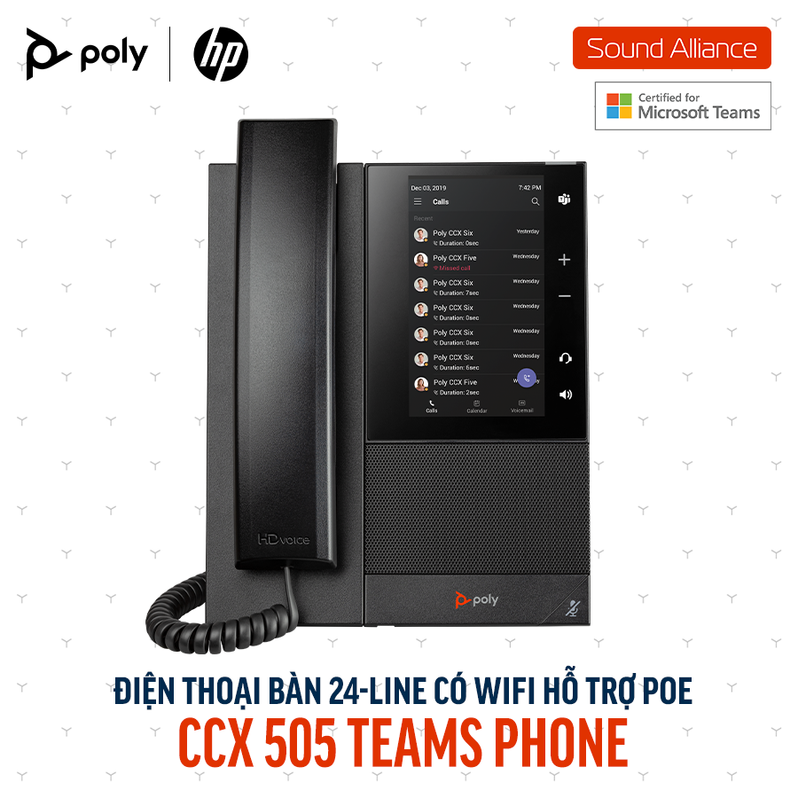  Điện thoại bàn Poly CCX 505 Microsoft Teams Phone (82Z79AA) 