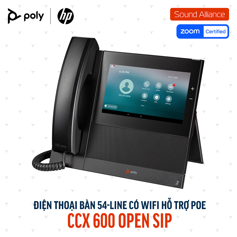  Điện thoại bàn Poly CCX 600 Open SIP Phone (84C17AA#ABA) 