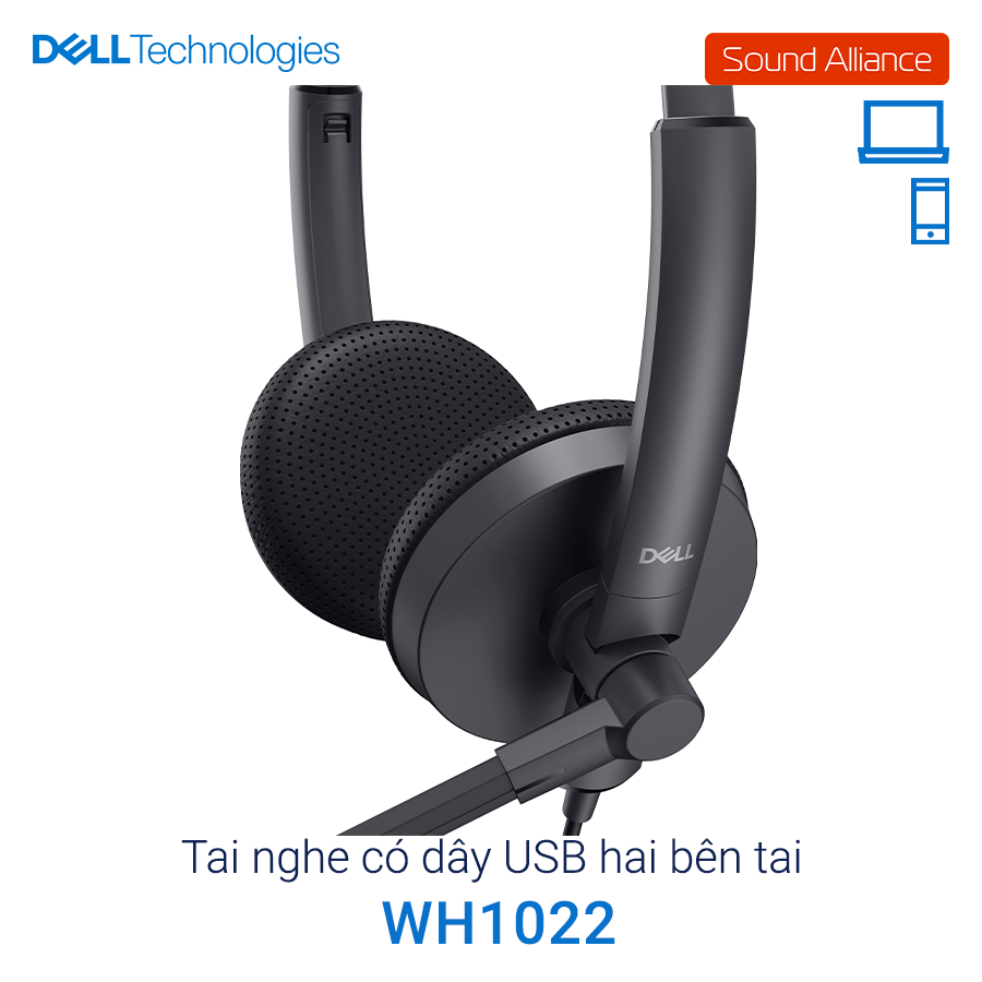  Tai nghe có dây USB-A và jack 3.5mm hai bên tai Dell WH1022 
