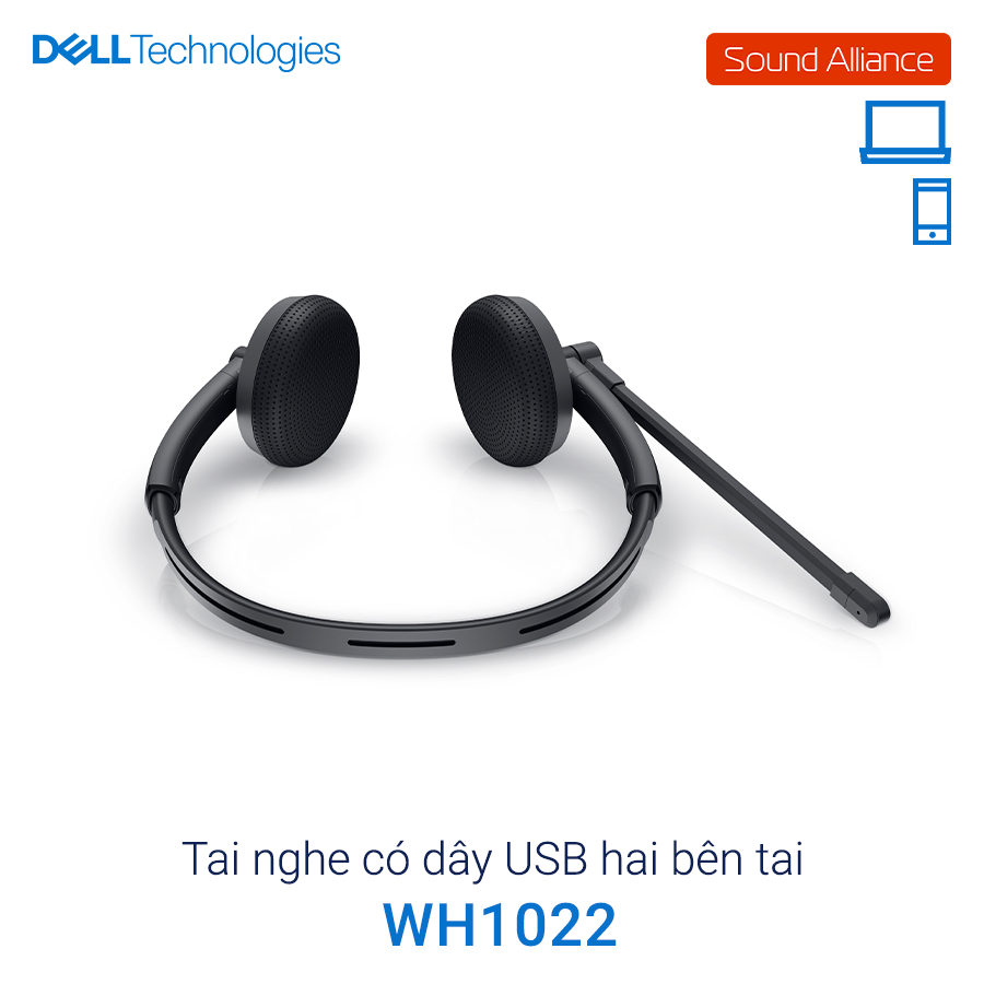 Tai nghe có dây USB-A và jack 3.5mm hai bên tai Dell WH1022 