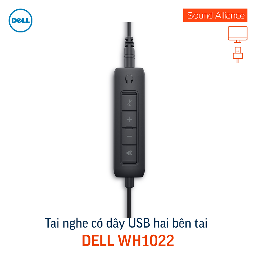  Tai nghe có dây USB hai bên tai Dell WH1022 