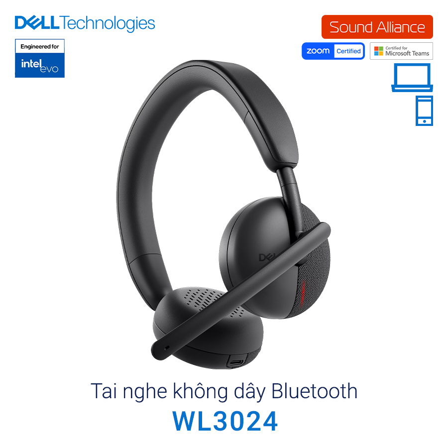  Tai nghe không dây Bluetooth hai bên tai Dell WL3024 