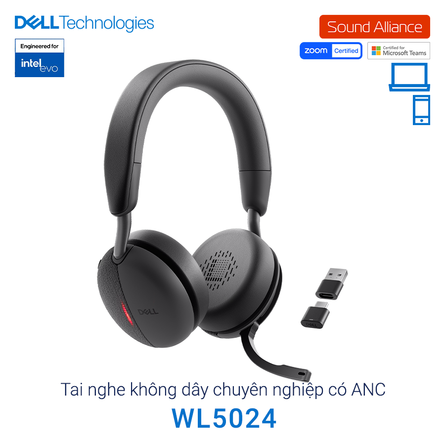  Tai nghe không dây Bluetooth ANC chuyên nghiệp Dell WL5024 