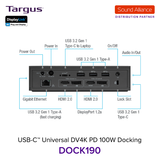  Bộ chuyển đổi USB-C™ Universal DV4K Docking Station Targus DOCK190 