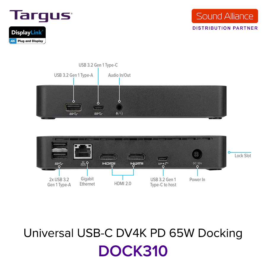  Bộ chuyển đổi USB-C™ Universal DV4K Docking Station Targus DOCK310 