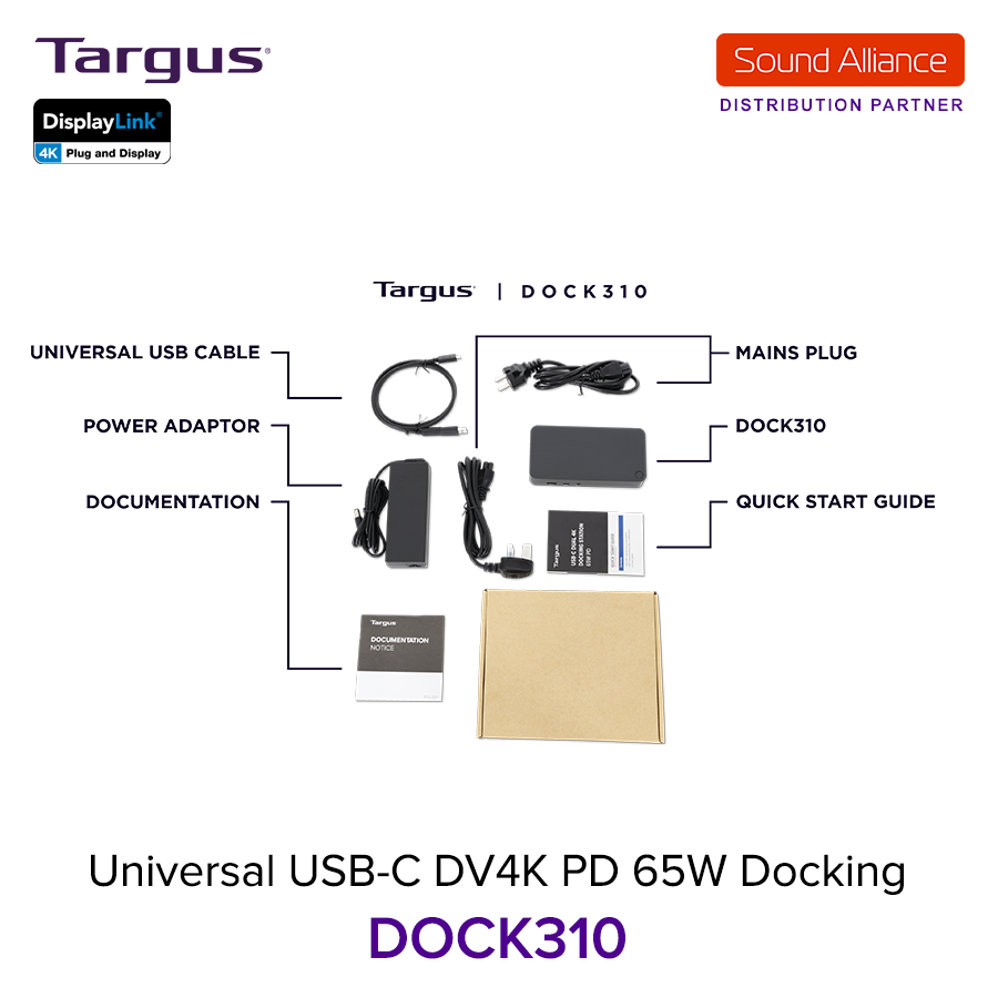  Bộ chuyển đổi USB-C™ Universal DV4K Docking Station Targus DOCK310 