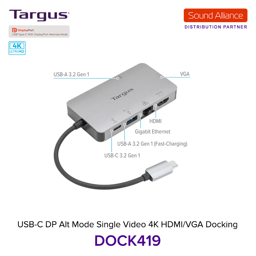 Bộ chuyển đổi USB-C™ 4K HDMI/VGA Docking Station Targus DOCK419 