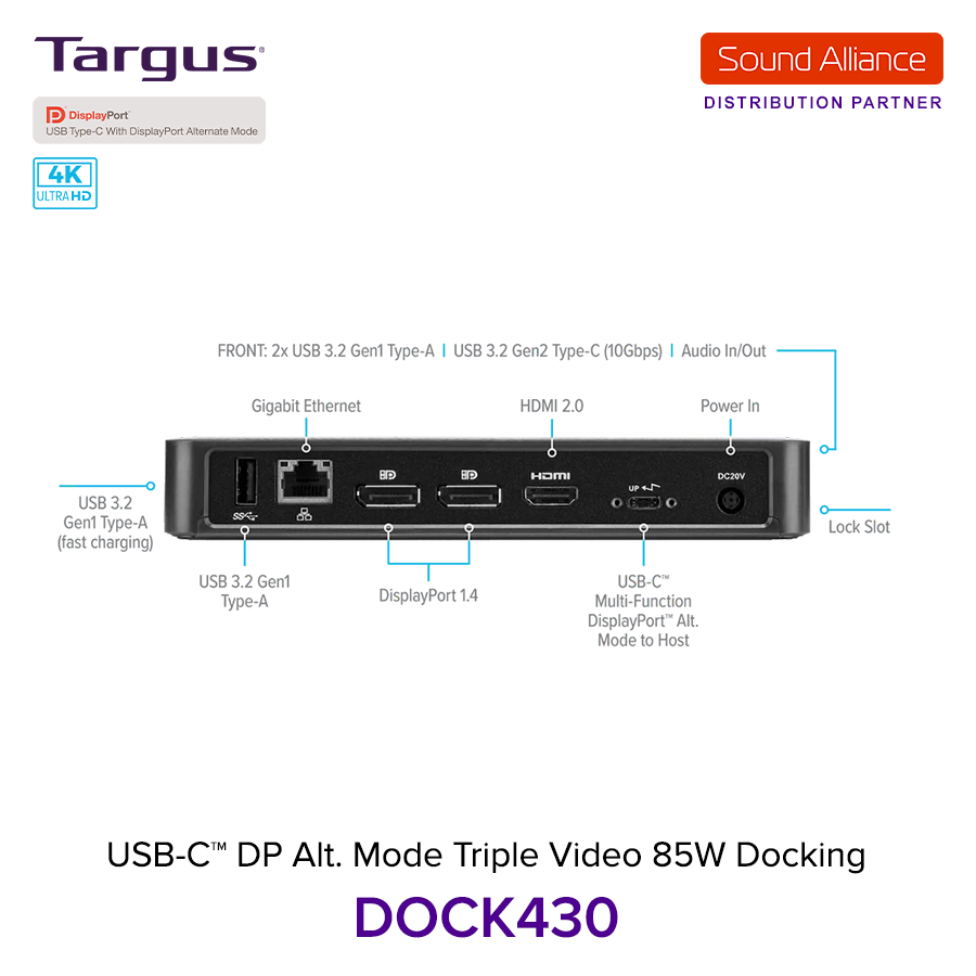  Bộ chuyển đổi USB-C™ 4K HDMI/DisplayPort™ Docking Station Targus DOCK430 