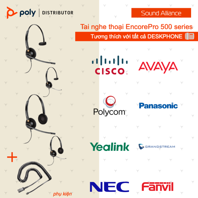  Tai nghe tổng đài có dây một bên tai Poly EncorePro 530 (783P3AA#AC3) 