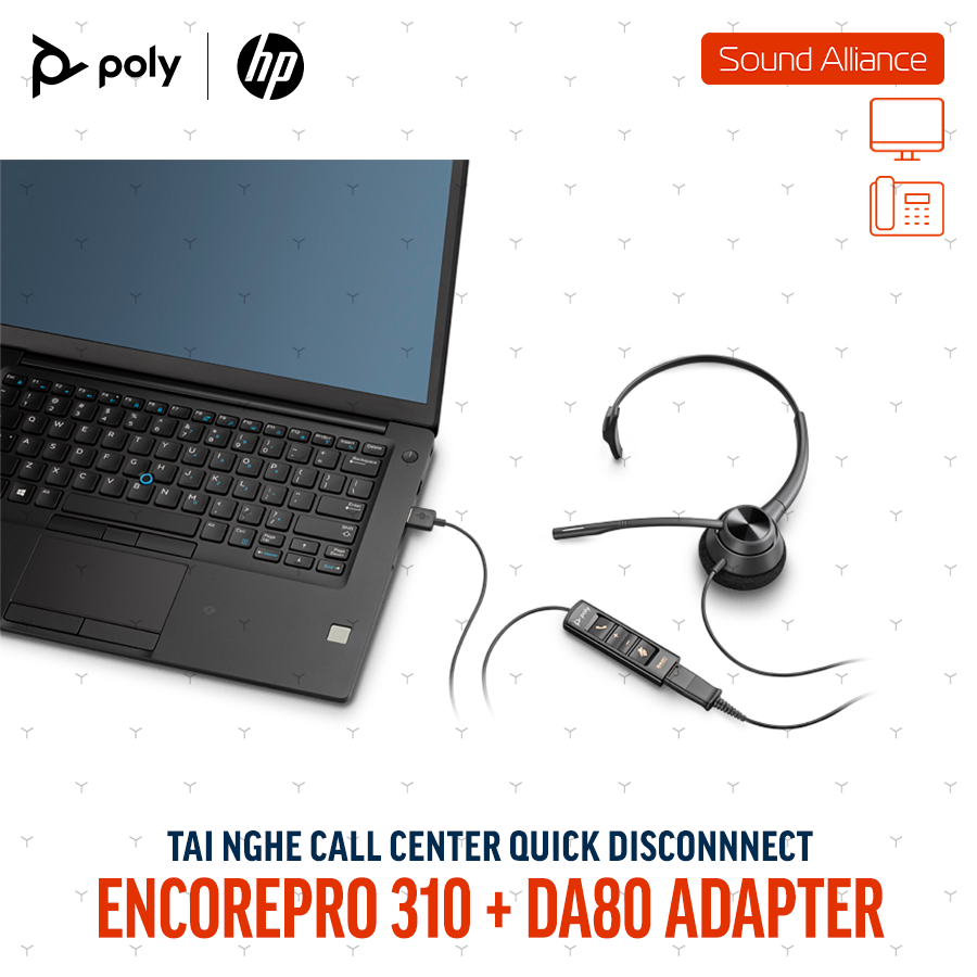  Tai nghe tổng đài có dây một bên tai Poly EncorePro 310 (77T43AA) 