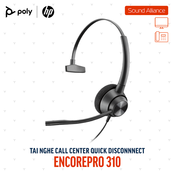  Tai nghe tổng đài có dây một bên tai Poly EncorePro 310 (77T43AA) 