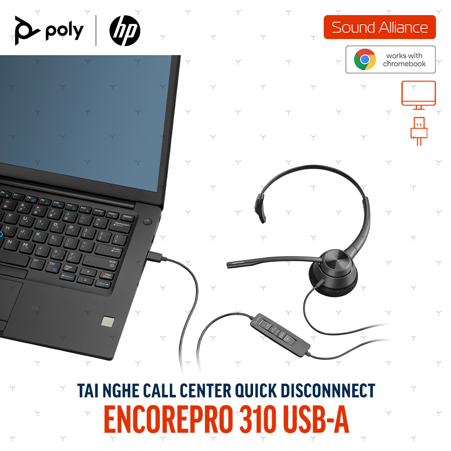  Tai nghe tổng đài có dây một bên tai Poly EncorePro 310 (77T43AA) 