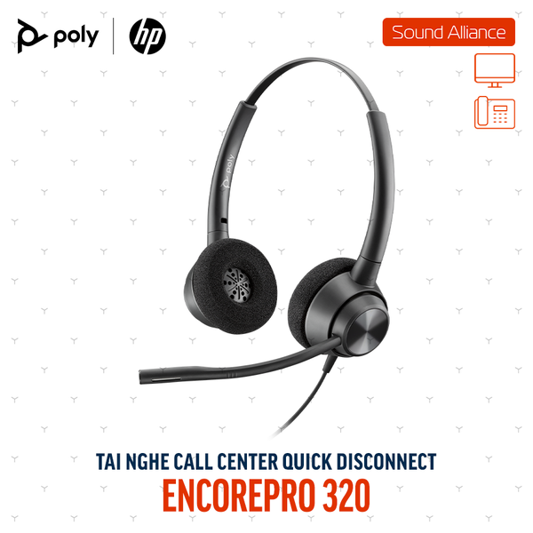  Tai nghe tổng đài có dây hai bên tai Poly EncorePro 320 (77T26AA) 