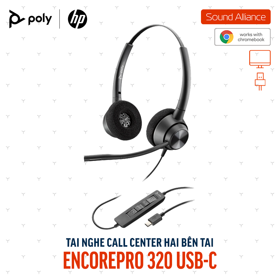  Tai nghe tổng đài có dây hai bên tai Poly EncorePro 320 (77T26AA) 