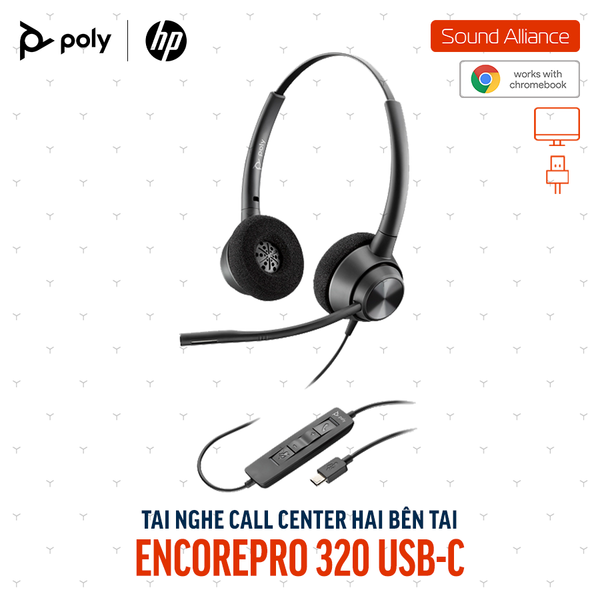  Tai nghe tổng đài có dây USB-C hai bên tai Poly EncorePro 320 767F9AA 