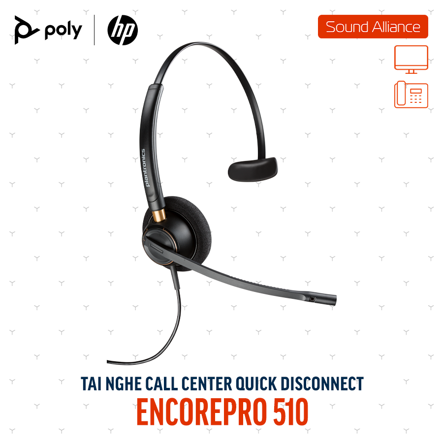  Tai nghe tổng đài có dây một bên tai Poly EncorePro 510 (783Q2AA#AC3) 
