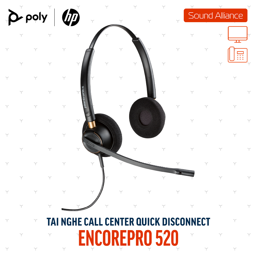  Tai nghe tổng đài có dây hai bên tai Poly EncorePro 520 (783P6AA#ABA) 