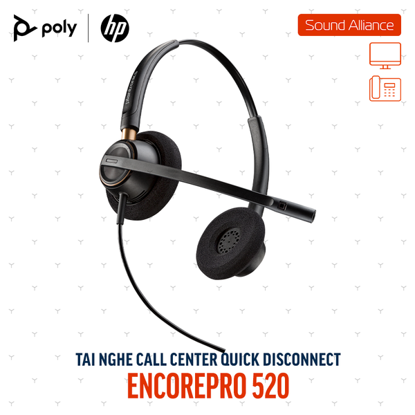  Tai nghe tổng đài có dây hai bên tai Poly EncorePro 520 (783P6AA#ABA) 