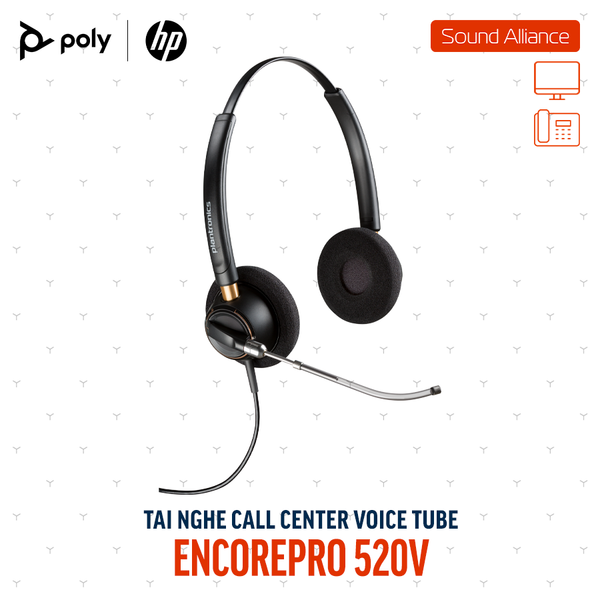 Tai nghe tổng đài có dây hai bên tai Poly EncorePro 520V (783P8AA#ABA) 