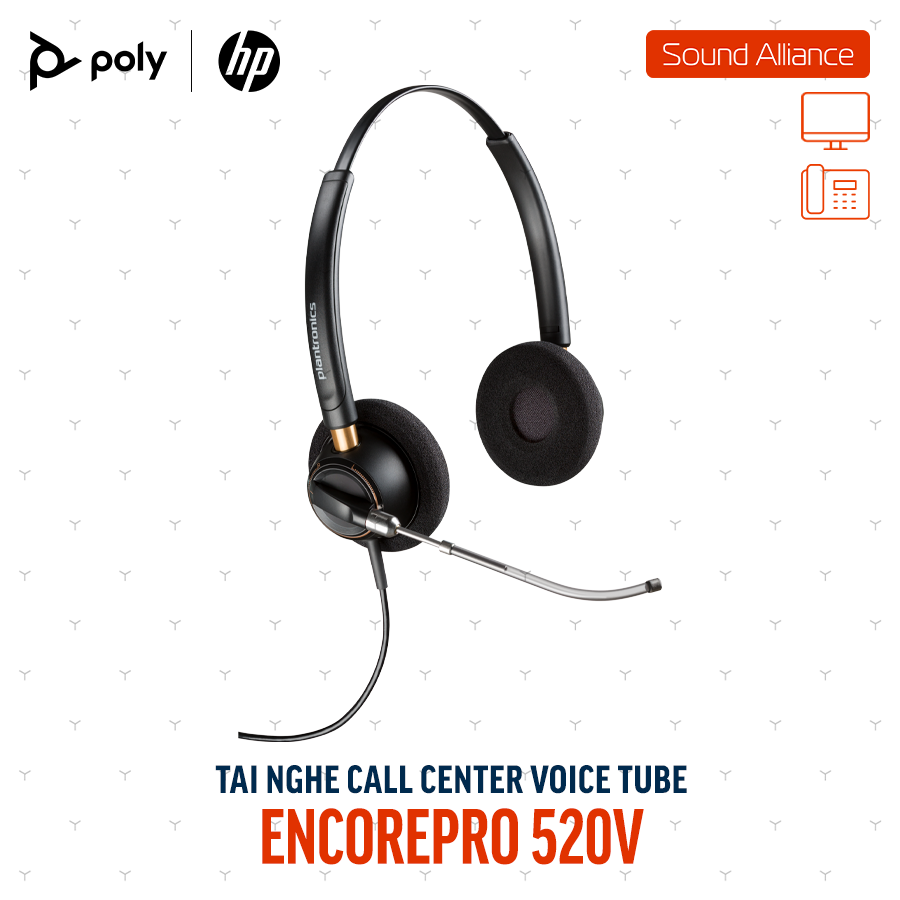  Tai nghe tổng đài có dây hai bên tai Poly EncorePro 520V (783P8AA#ABA) 