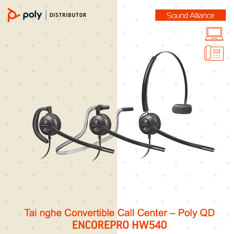  Tai nghe tổng đài có dây một bên tai Poly EncorePro 540 (783P0AA#ABA) 