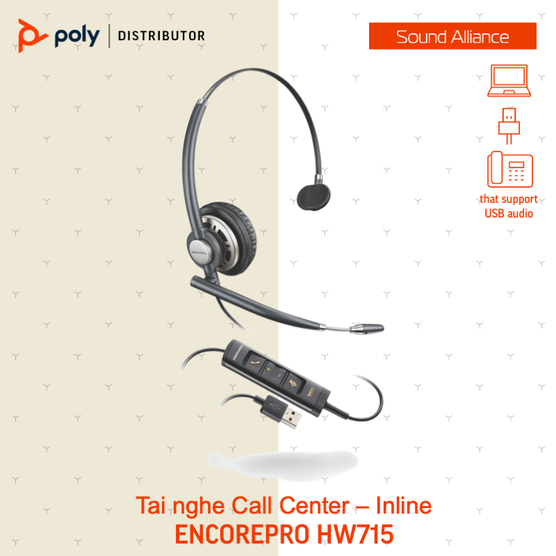 Tai nghe Call Center Poly EncorePro HW710 Series 