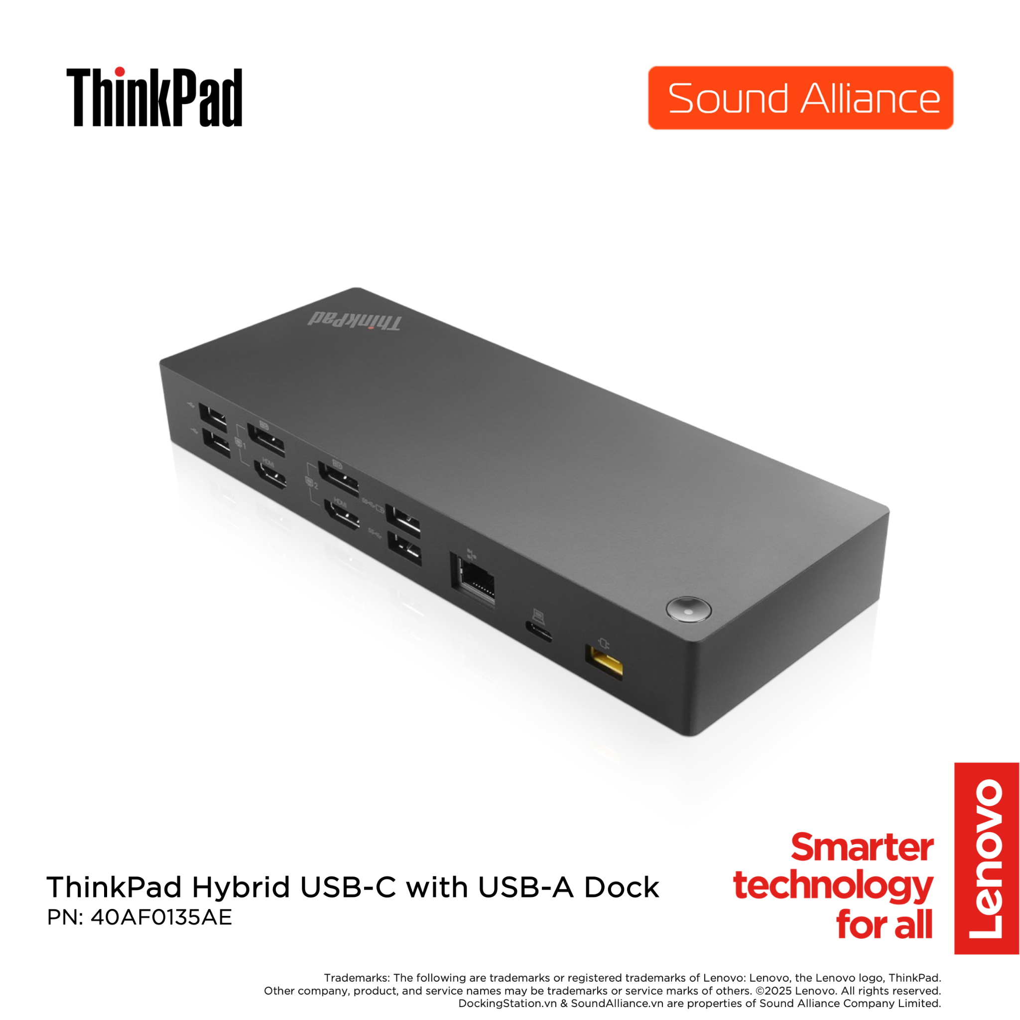  Lenovo ThinkPad Hybrid USB-C with USB-A Dock (40AF0135AE) 
