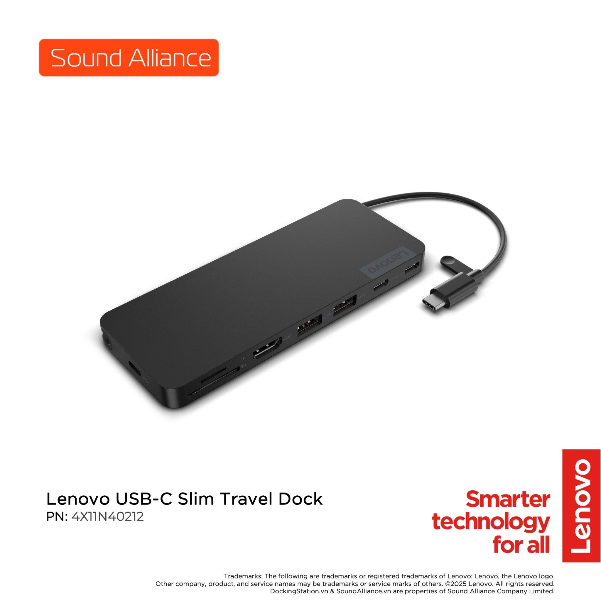 Lenovo USB-C Slim Travel Dock (4X11N40212) 