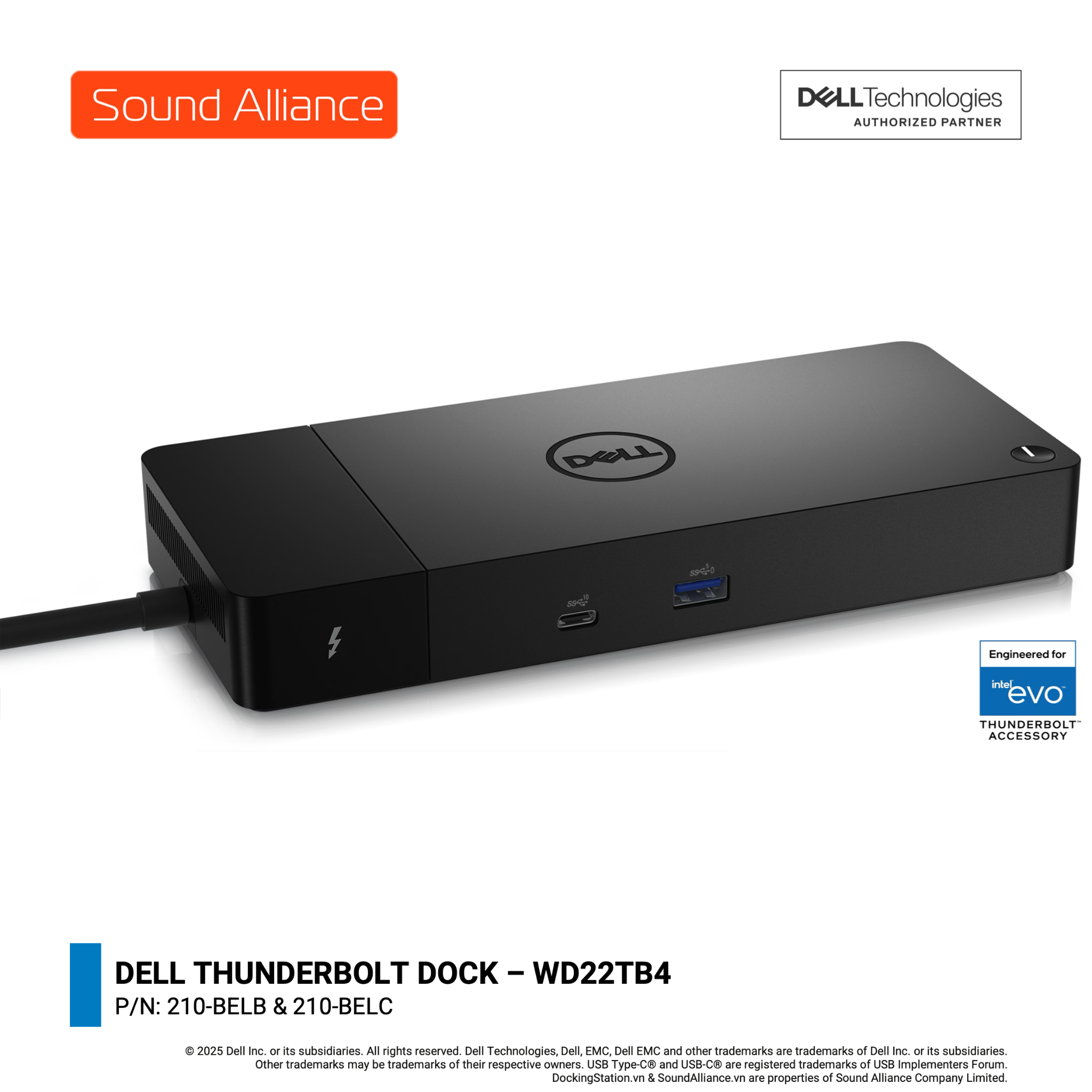  Bộ Chuyển Đổi Kết Nối Mở Rộng (Thunderbolt 4 Docking Station) - Dell Thunderbolt Dock – WD22TB4 