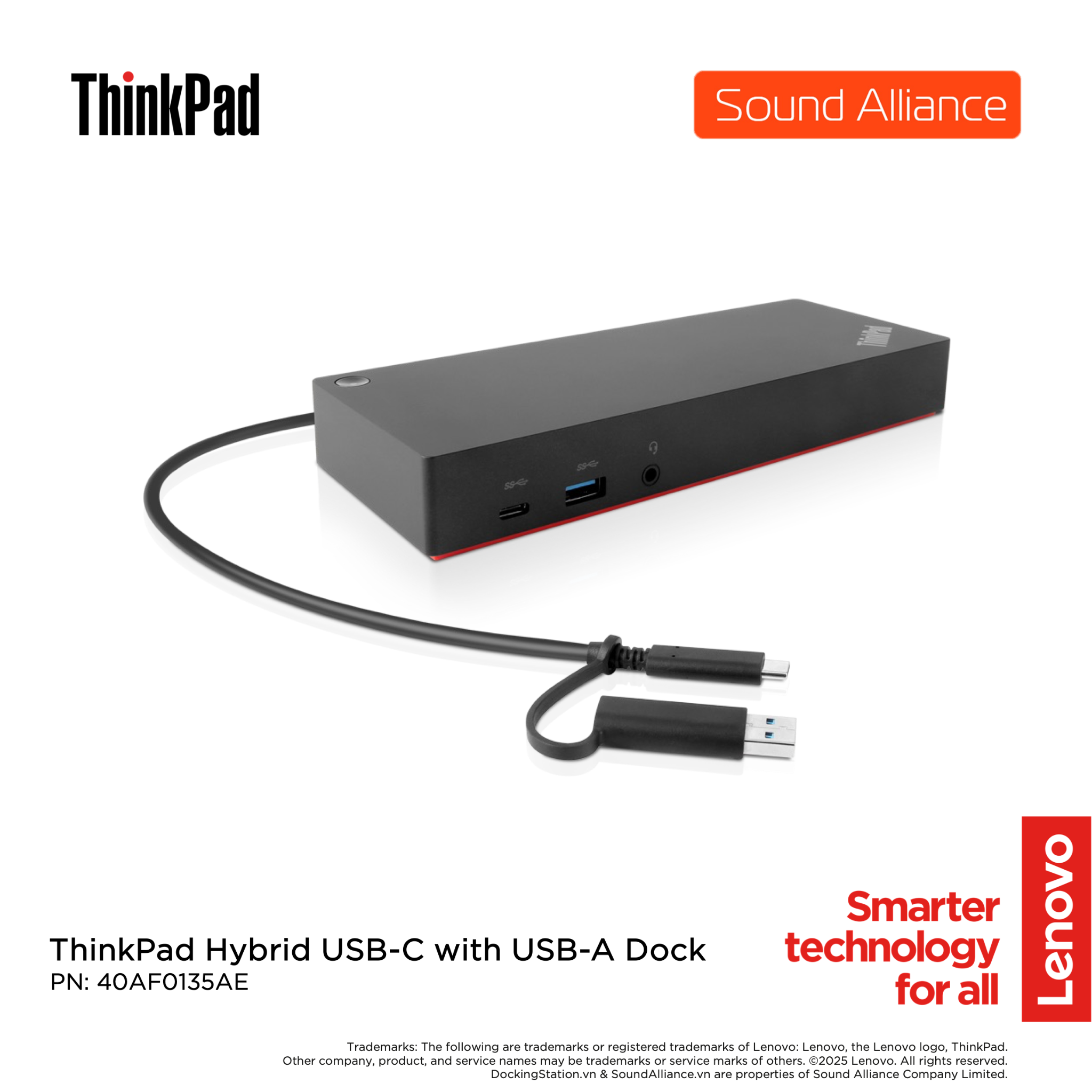  Lenovo ThinkPad Hybrid USB-C with USB-A Dock (40AF0135AE) 