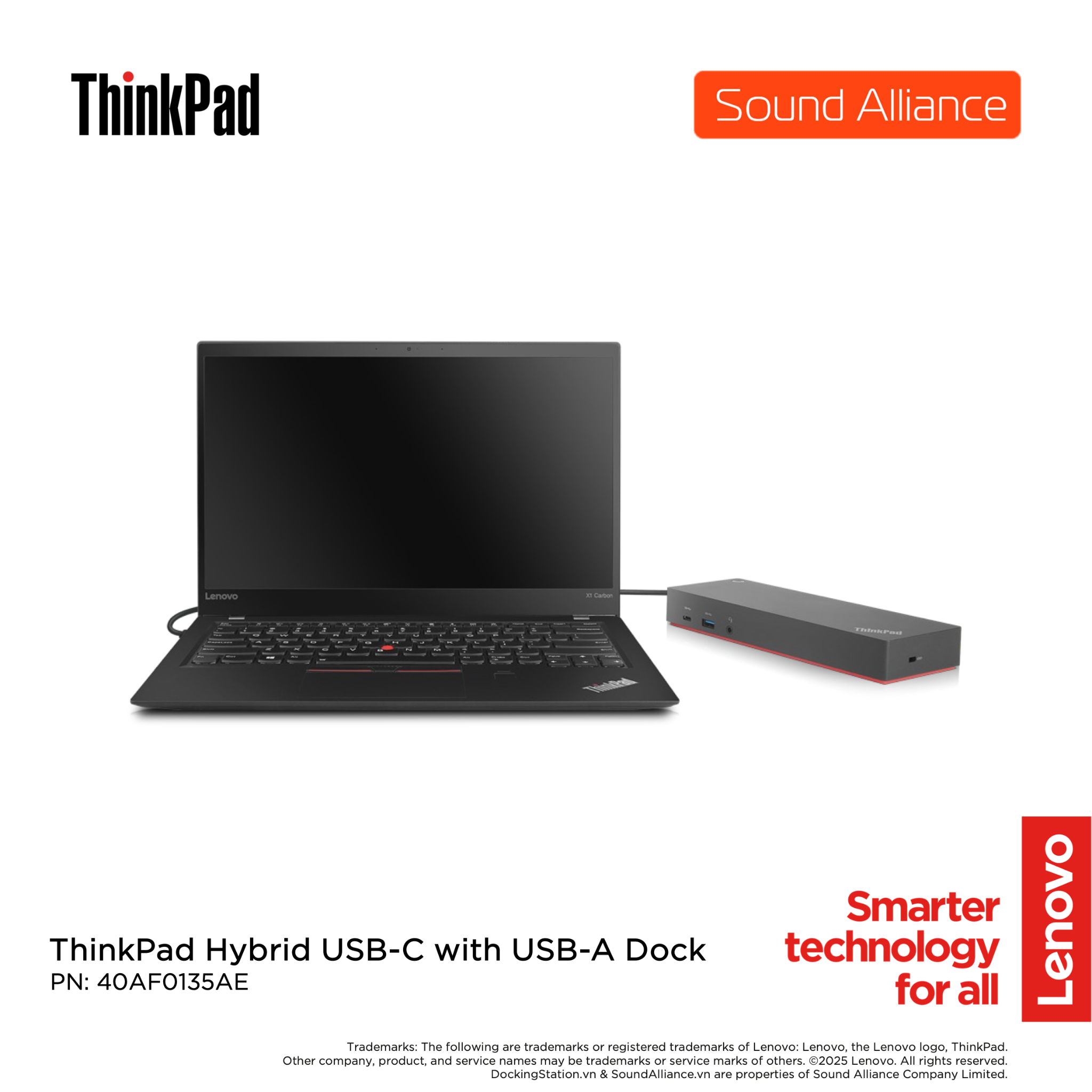  Lenovo ThinkPad Hybrid USB-C with USB-A Dock (40AF0135AE) 