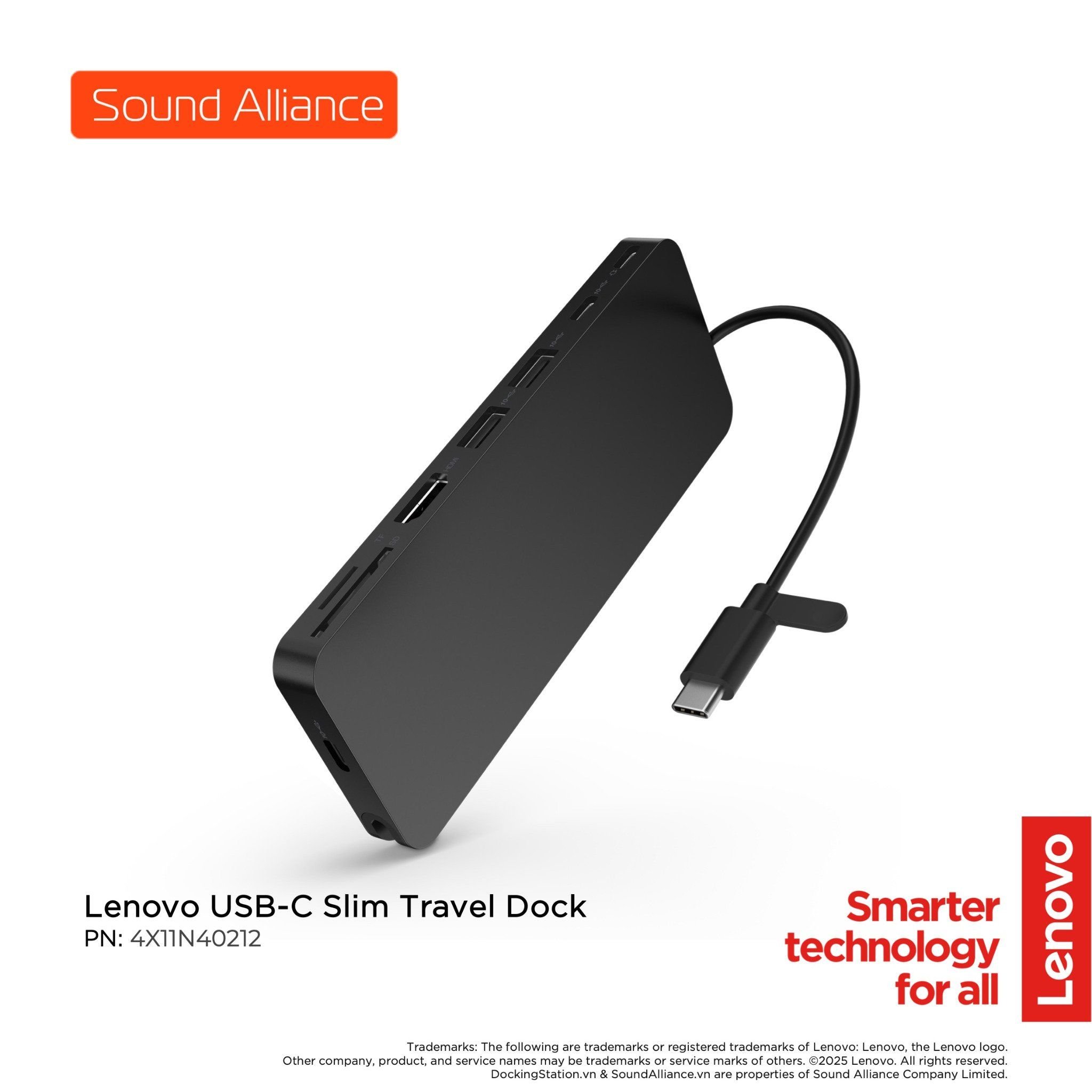  Lenovo USB-C Slim Travel Dock (4X11N40212) 