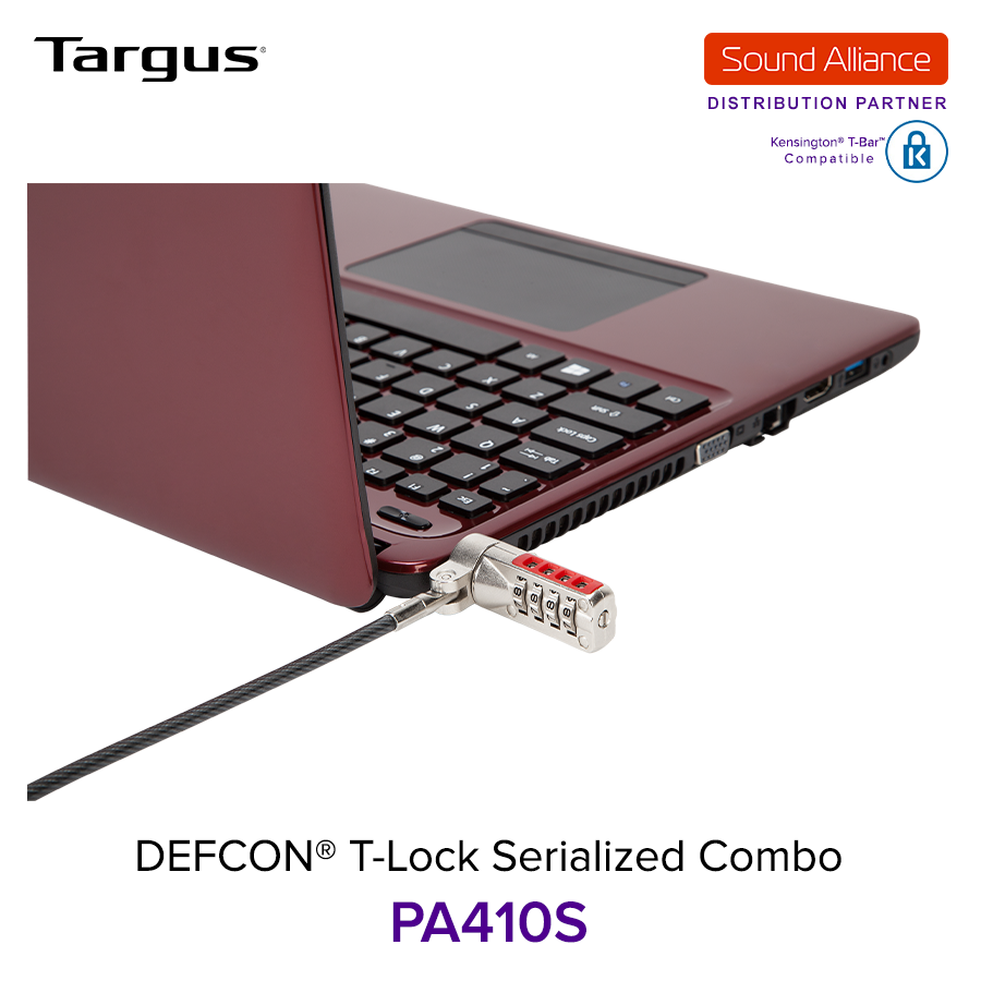  Dây cáp khoá laptop DEFCON® Serialized T-Lock Targus PA410S 