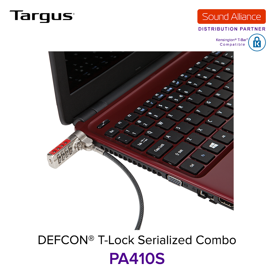  Dây cáp khoá laptop DEFCON® Serialized T-Lock Targus PA410S 